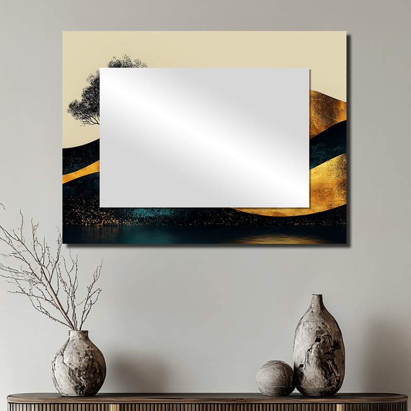 Minimal Forest Solitude Horizon I - décoration murale miroir de paysage abstrait - imprimé sur métal, 24 po x 32 po