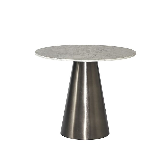 Everly Quinn Lazenby Round Marble Top Metal Base Dining Table | Wayfair