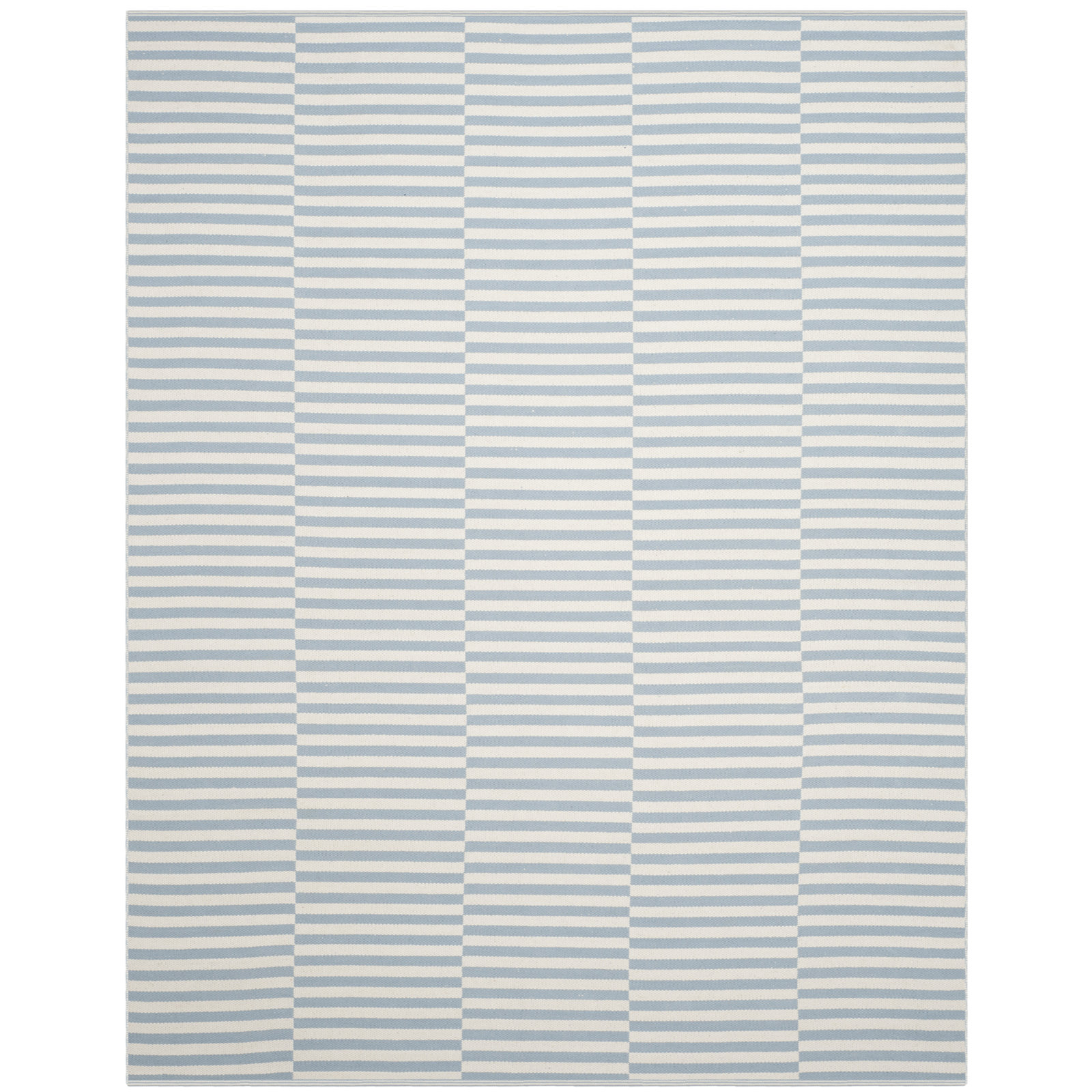 Ilona Ivory Light Blue Striped Cotton Rug, Rectangle 8' x 10'