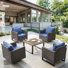 Ensemble de meubles d'extérieur en osier 5 pièces Naresa - 2 chaises pivotantes, 2 chaises de patio et table basse