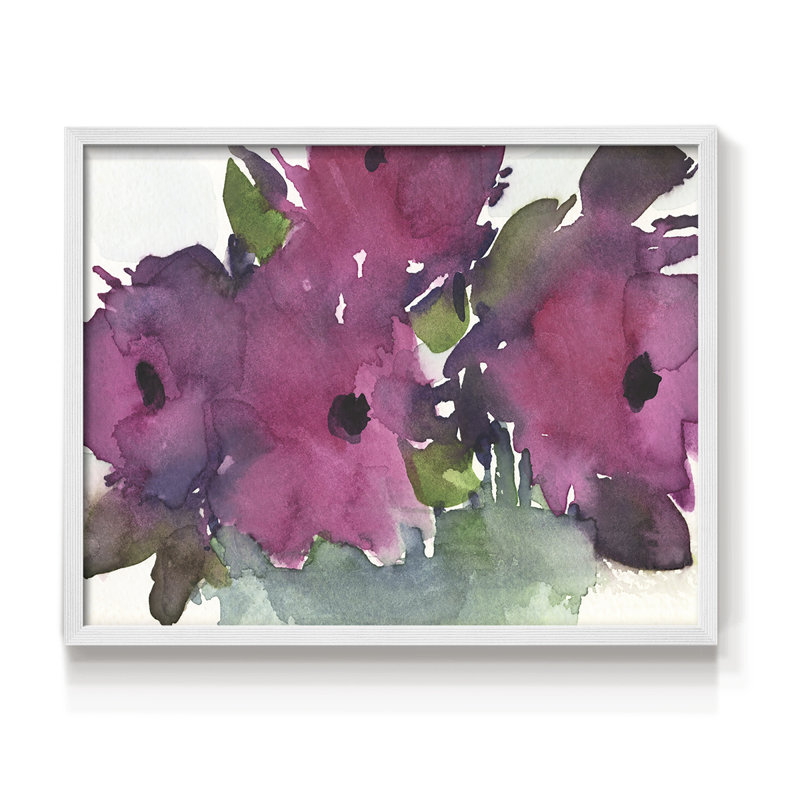 Floral II - reproduction encadrée, H 11 po x l 14 po, Blanc
