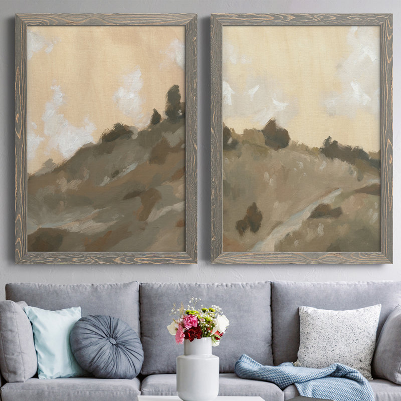 Toile encadrée haut de gamme Hillside, Toile avec cadre gris, H 20 po x l 34 po x P 1,5 po