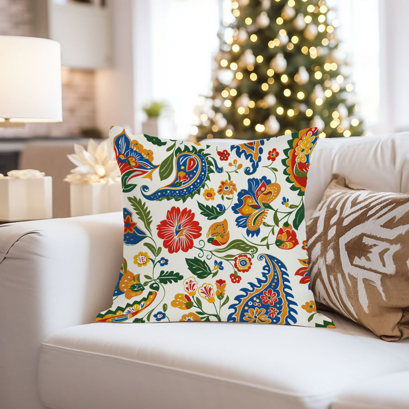 Abstract Boho Paisley Pattern XII Bohemian Patterns Pillow Cover, 18"H x 18"W