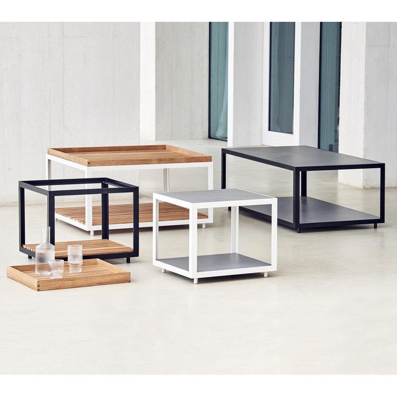 Level Outdoor Square Coffee Table, Lava Gray, 18.9" W x 18.9" L x 16.6" H