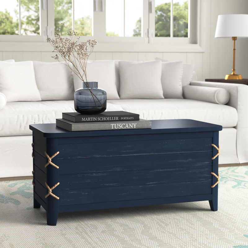 Sydney Cedar-Lined Wood Blanket Storage Chest, Blue
