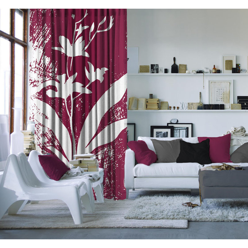 Rideau en polyester Streicher, Cramoisi / blanc