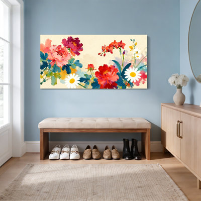 Ensemble de 1 tableau floral aquarelle sur toile tendue