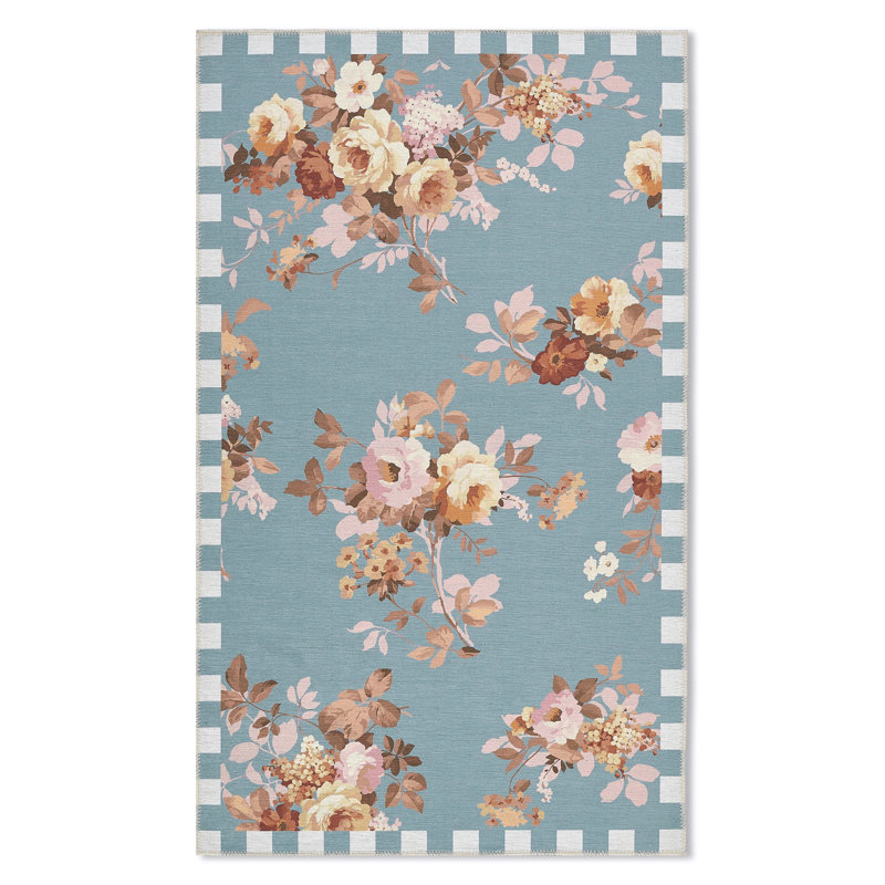 Tapis lavable Wild Rose, Ardoise, Rectangulaire 3 pi x 5 pi