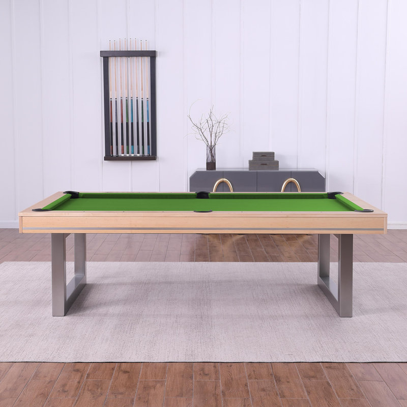 Table de billard en bois massif Harmony, 8 pi, Vert pomme, Chêne Naturel