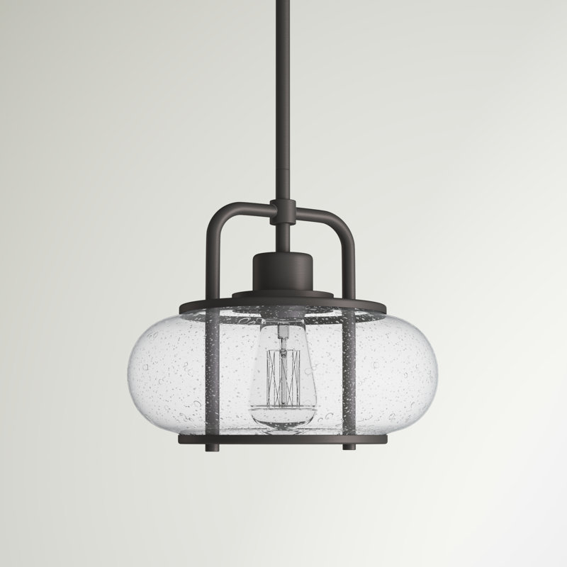 Luminaire suspendu tambour simple à 1 lumière Spofford, Bronze vieilli