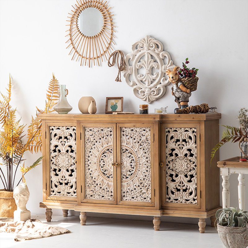 Brown Solid Wood Shoe Cabinet