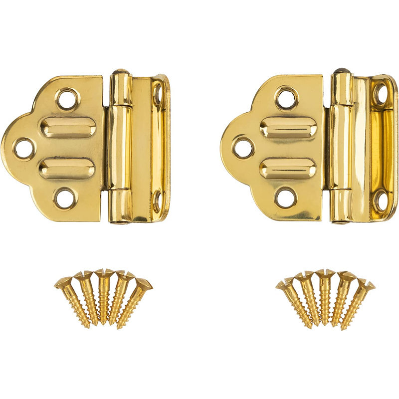 Gold Solid Brass Offset Cabinet Door Hinges, Set of 2