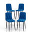 Ensemble de 4 chaises de salle à manger en velours bleu avec pieds en métal et dossier ergonomique