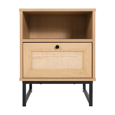Mid-Century Modern Side Table With Storage Drawer And Shelf