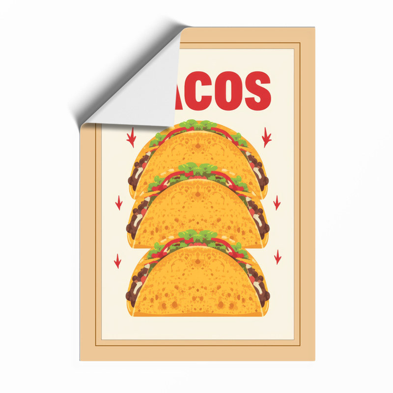Tacos Retro - Framed Print, Unframed, A4 - 29.7 x 21.0 cm