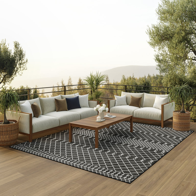 Robbs Rectangle Indoor/Outdoor Area Rug, Rectangle 6' x 9', Black