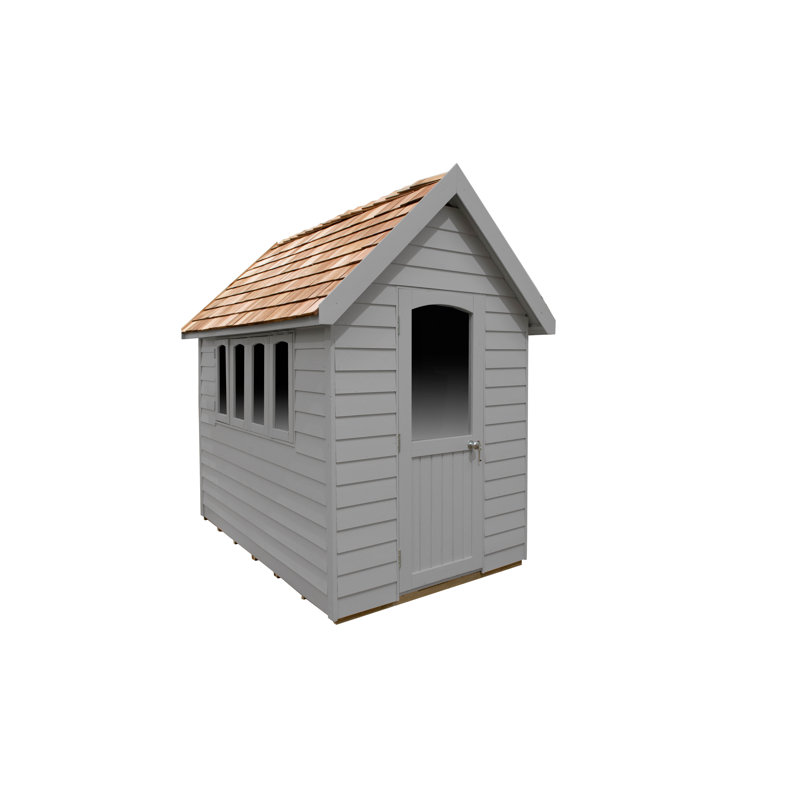 Forest Retreat 6 ft. W x 9 ft. D Overlap Apex Wooden Shed with Installation Service, Grey