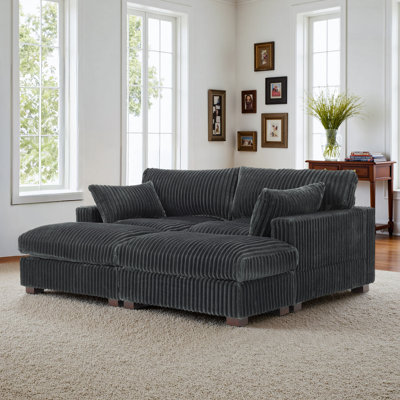 Canapé modulaire réversible en flanelle de fourrure de lapin 3 pièces