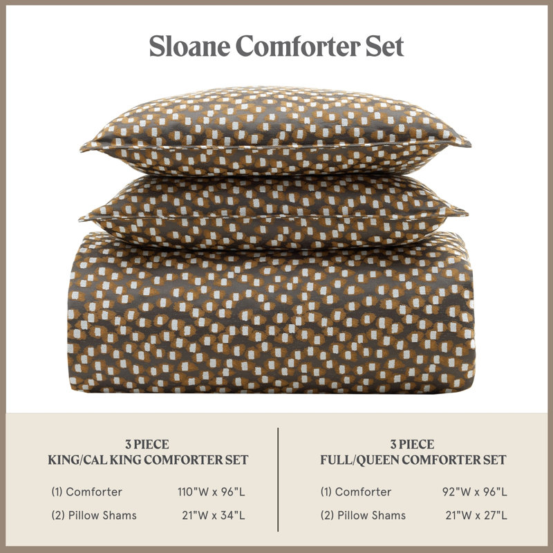 Ensemble de couette Sloane Abstract Dot Modern Contemporary Textured Jacquard, Très grand et 2 très grandes taies décoratives