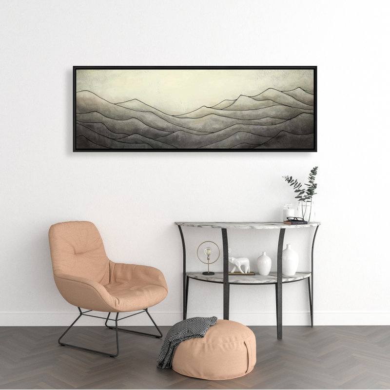 Toile des montagnes brunes - décor de vagues désaturées