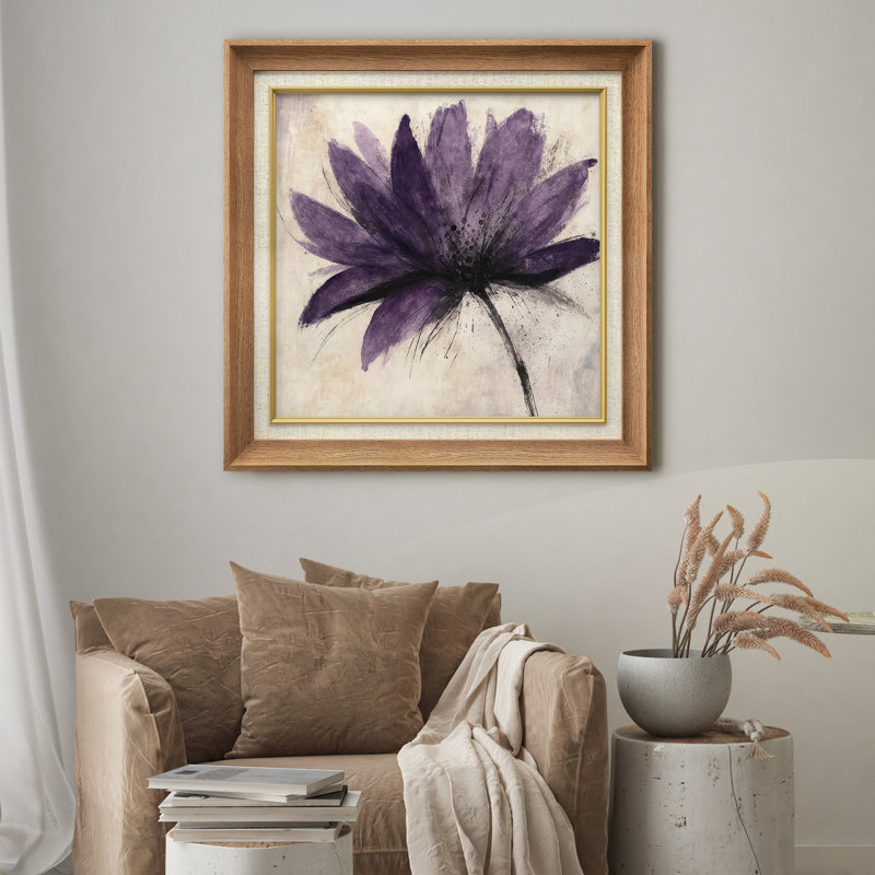 «Bold Mauve Floral Abstract», reproduction d'art sur papier encadrée, H 26 po x l 26 po x P 1,5 po