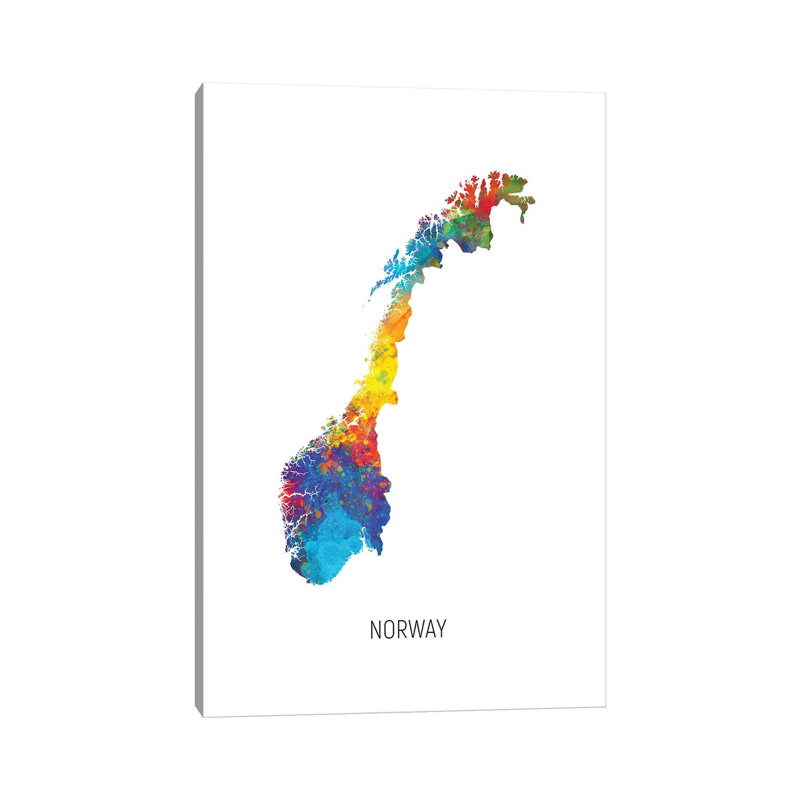 Norway Map, 20.32 cm H x 30.48 cm W