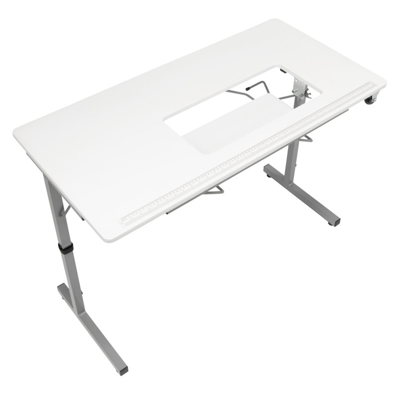 Rollaway II Silver and White Foldable Sewing Table with Laminate Top