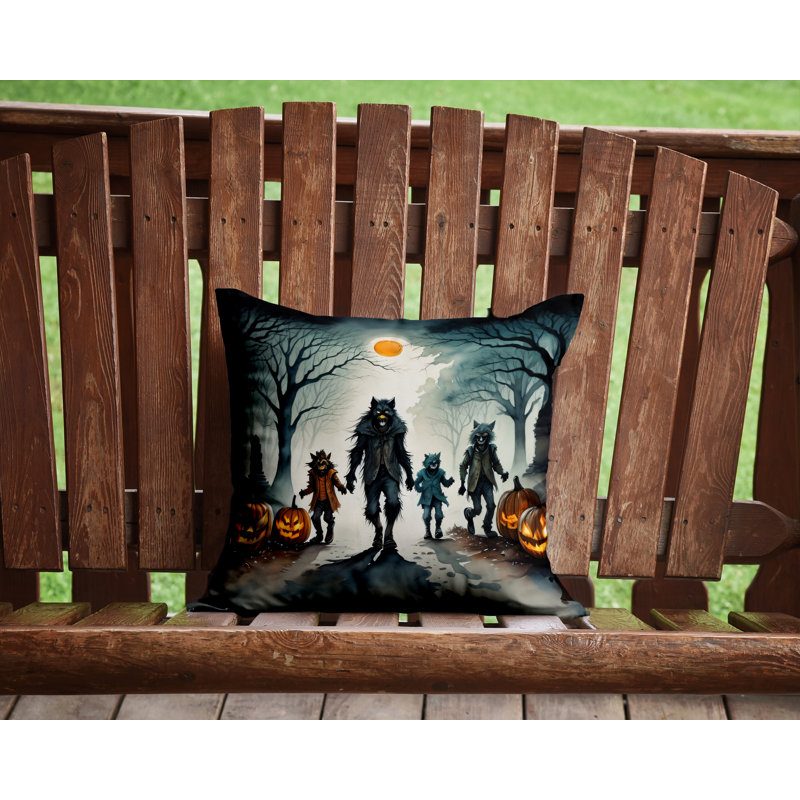 Coussin décoratif intérieur / extérieur en polyester More / Spooky More Spooky Halloween, 14 po x 14 po