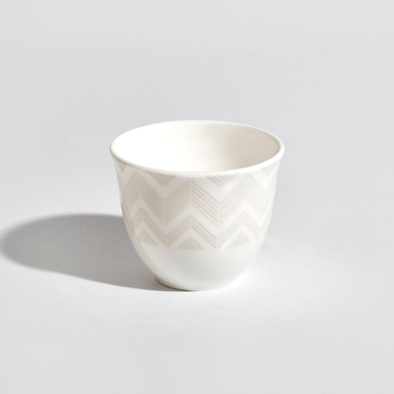 Missoni Arabic Cup Zig Zag White Luxury Box Set 6 Pcs. Diam. 3.3", H 2.3"