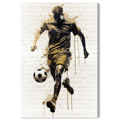 Art Remedy Pro Soccer Splatter White Canvas Sports Art Prints By  In Wrapped Canvas