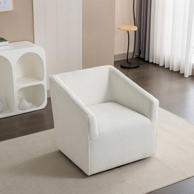 Modern Upholstered Barrel Armchair, 360° Swivel