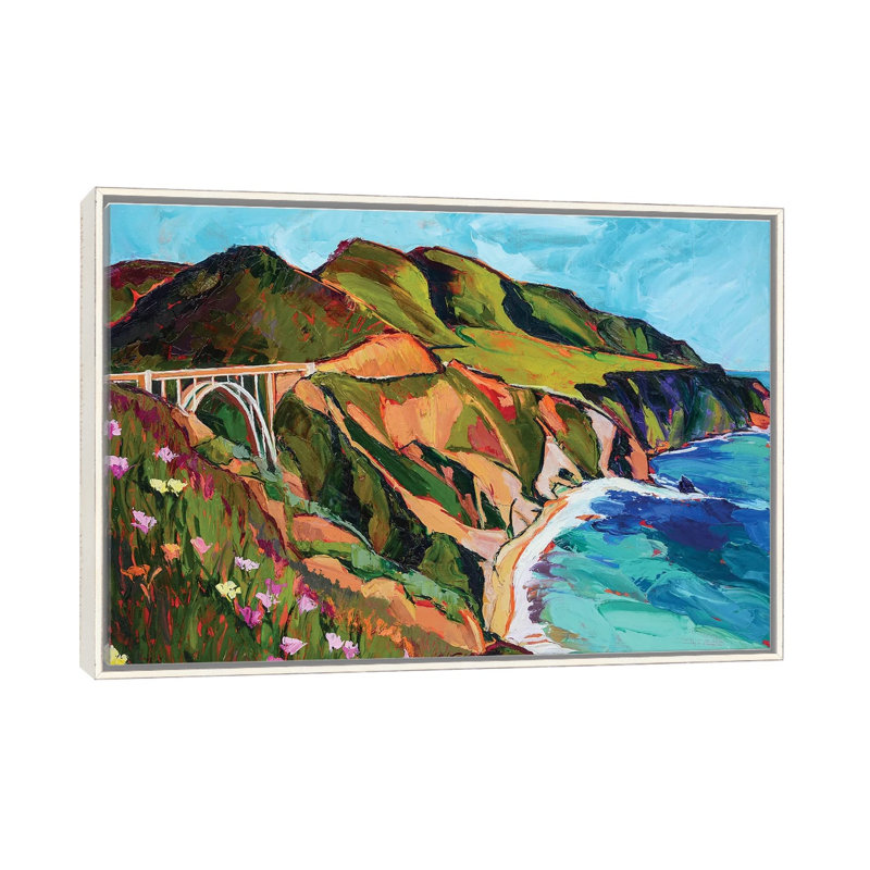 «California Coastline» par Maxine Shore - reproduction d'art, H 18 po x l 26 po x P 1,5 po, Pas de tapis