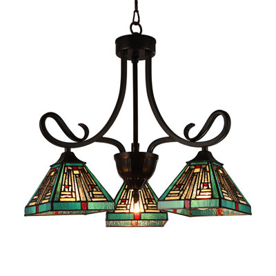 3 - Light Glass Chandelier