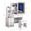 Élégant meuble-lavabo avec lumières réglables - 4 tables, miroir blanc 4 tiroirs, meubles