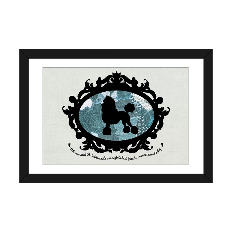 «Poodle (Black & Blue) I» par 5by5collective - Impression sur toile tendue sur châssis, H 16 po x l 24 po x P 1 po, Blanc
