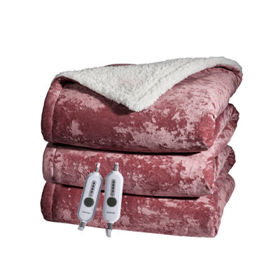 Couverture chauffante en velours et sherpa, couverture chauffante électrique à 4 niveaux de chaleur, arrêt automatique après 4 heures, protection contre la surchauffe, certifiée ETL et UL, lavable à la machine, idéale pour canapé, lit et bureau.