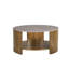  Table basse ovale de 40 pouces, plateau en marbre blanc véritable avec cadre en métal doré élégant