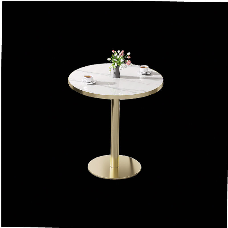 Table bistro ronde et moderne 31,5 pouces avec plateau tulipe et plateau en faux marbre, facile à assembler, structure en métal robuste