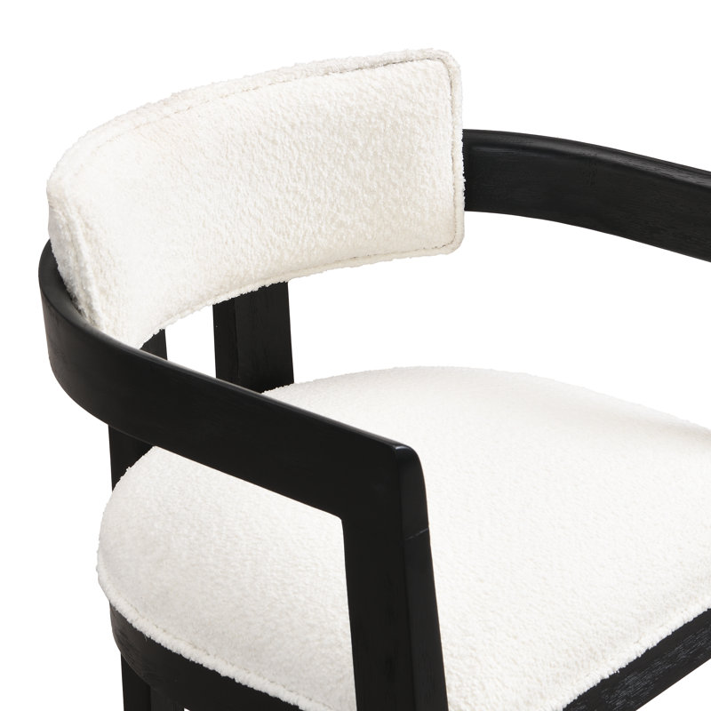 Lyddia Wood Upholstered Dining Chair, Beige Teddy/Black Frame, 2