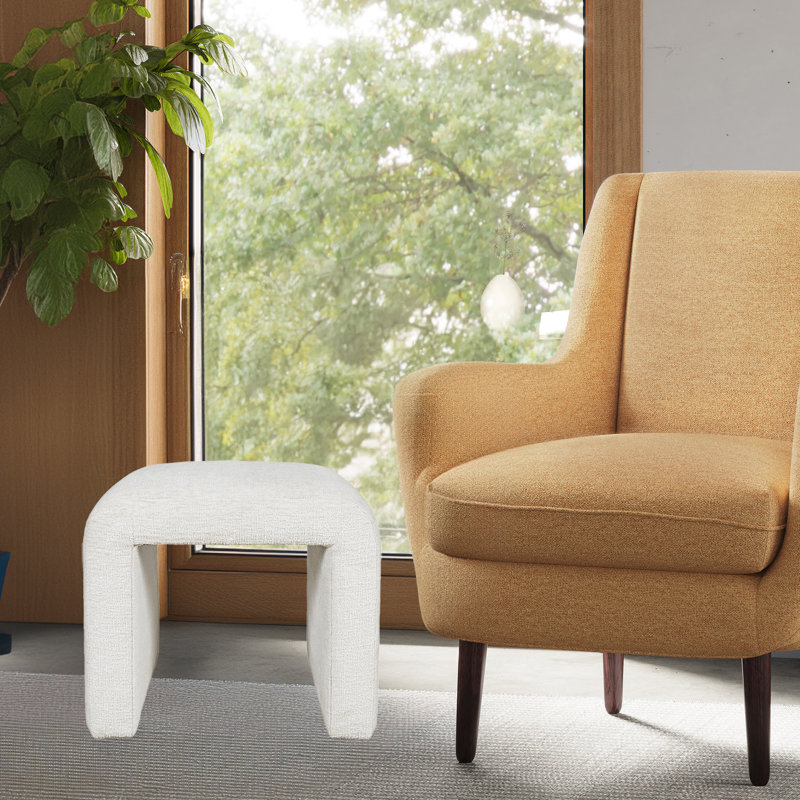 Kennedy 21" W Upholstered Rectangular Ottoman, Gwen Natural Beige Microsuede