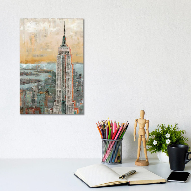 Empire State Building Abstract by Marie Elaine Cusson - Wrapped Canvas Painting, 20.32 cm H x 30.48 cm W