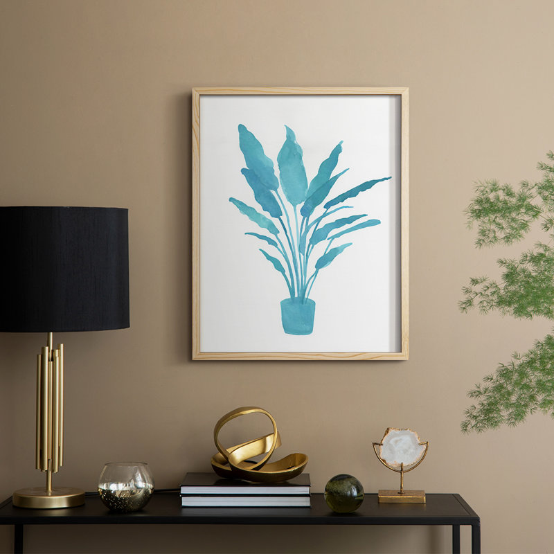 Watercolor House Plant I, reproduction encadrée - bois massif, H 11 po x l 9 po