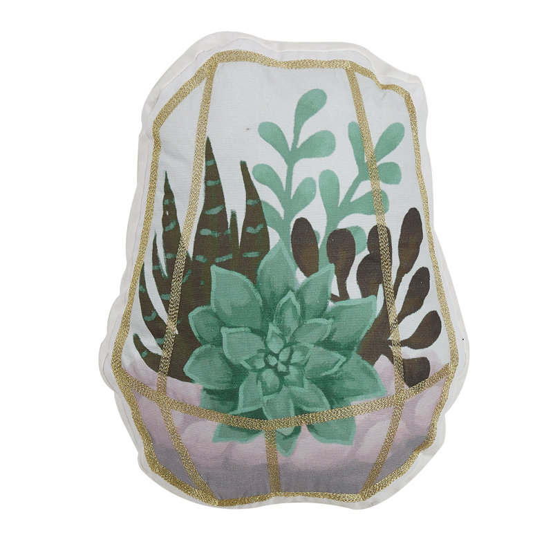  Succulent oreiller en coton en forme de terrarium