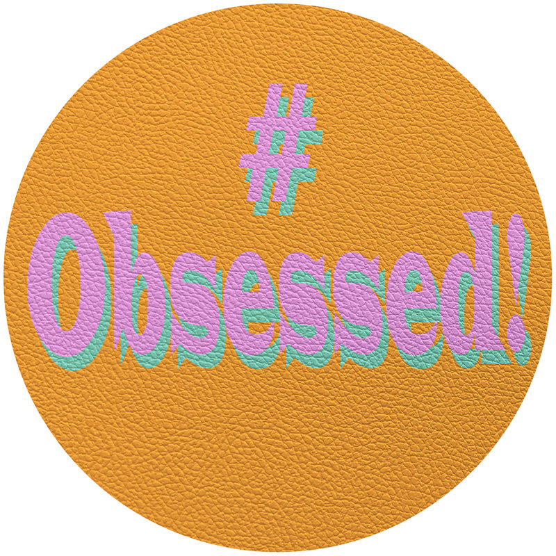 Obsessed 16" Vinyl Placemat, Orange/Lilac/Turqioise