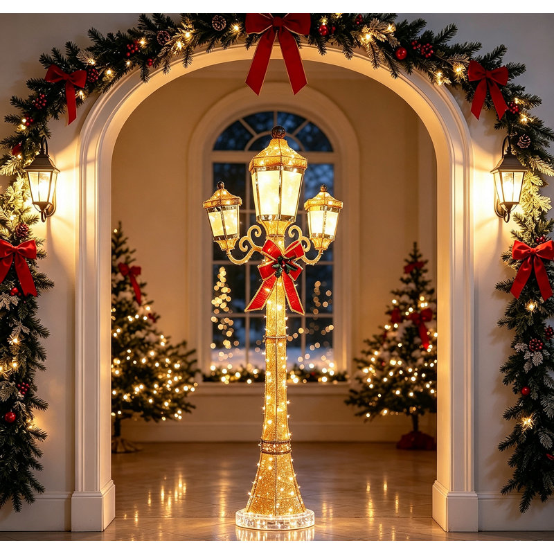 Lampadaire triple autoportant extérieur de 1,8 m, décoration de Noël pour jardin