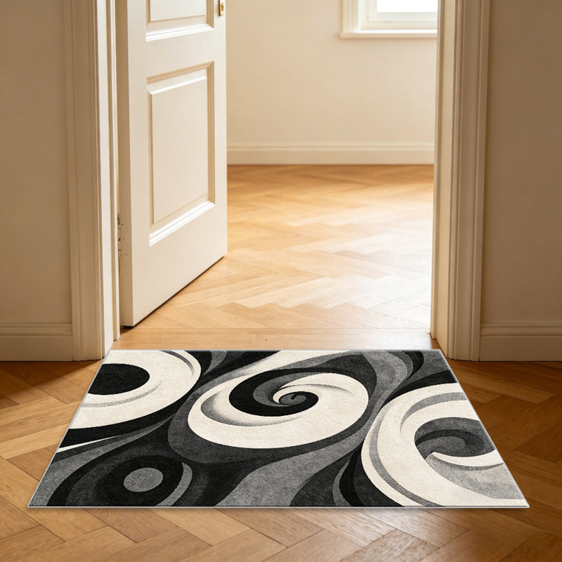 Monochrome Swirl Abstract carpet-easy to clean, machine-washable, soft and comfortable; suitable for door mats, kitchens, living rooms, bedrooms, corridors, and laundry areas. Easy to clean, durable carpet for home decoration.