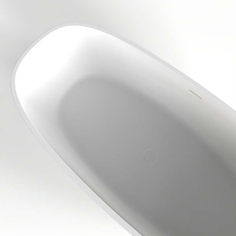 Baignoire de trempage autoportante à surface solide de 66,9 pouces pour salle de bain, Blanc mat