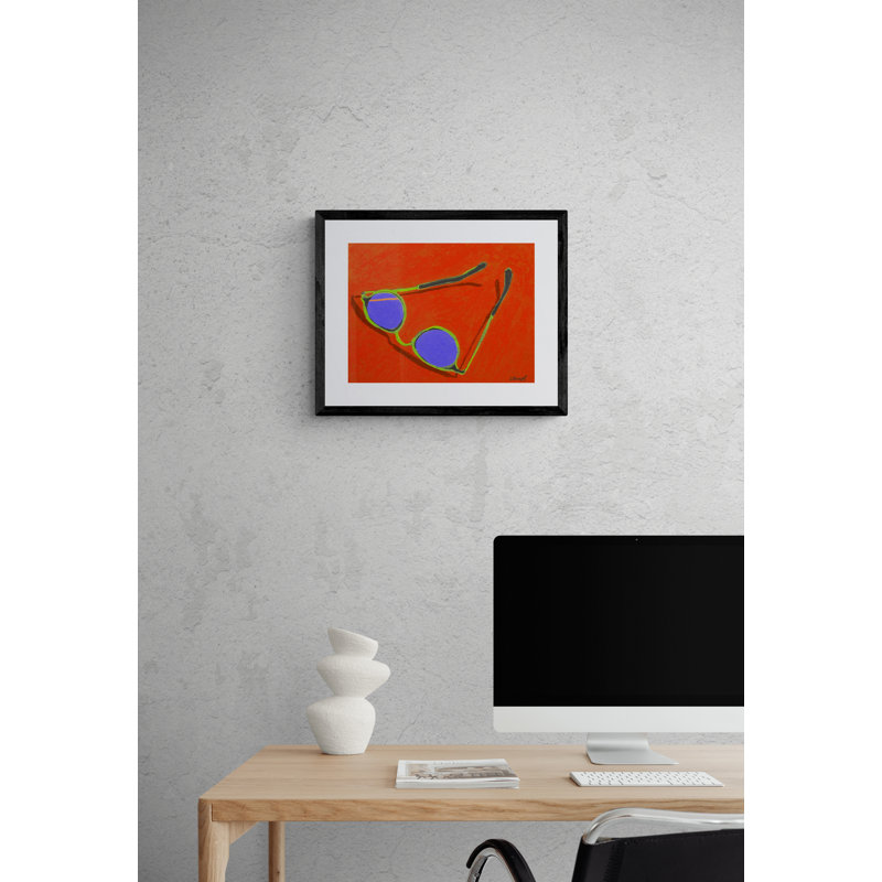 Sunglasses On Red Print by Sue Graef, Black Framed Paper, 16" H x 20" W
