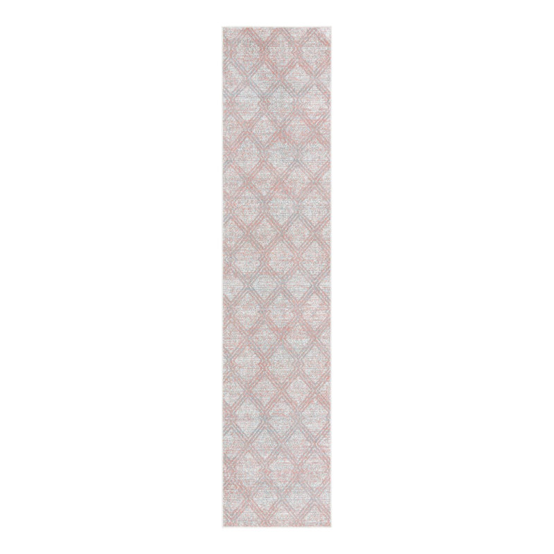 Tapis Langley Street® Modern Trellis Massie, Tapis de couloir 2 pi 7 po x 12 pi, Pink