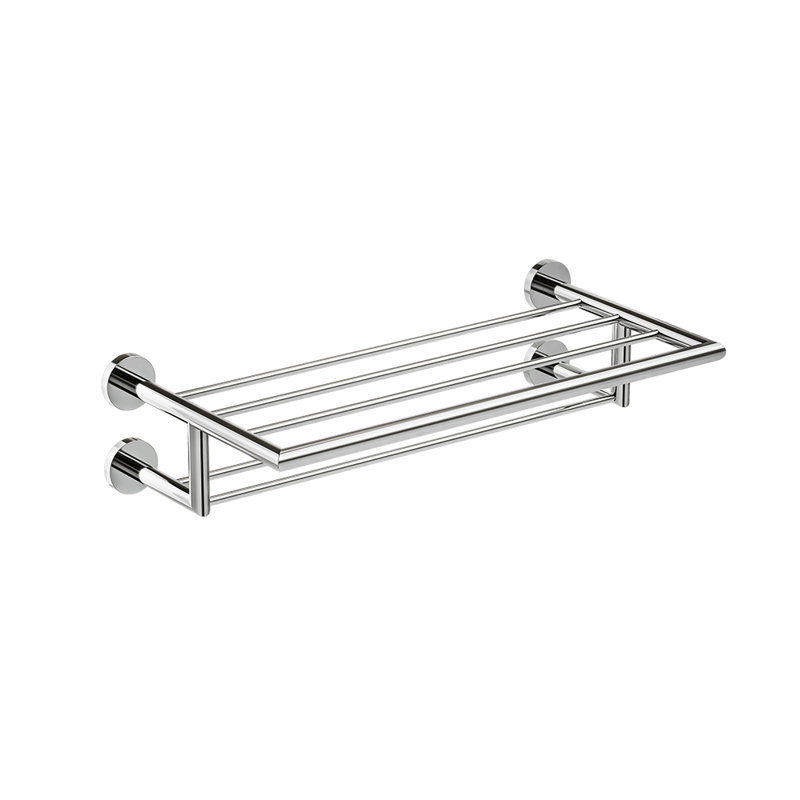 Tablette murale double en laiton Summit - Chrome, quincaillerie d'installation incluse, Chrome chrome